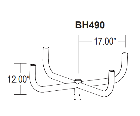 Round Curved Bull Horns 4 at 90 degrees