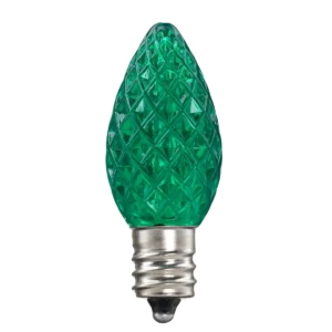 LED C7 Bulbs (Pack of 25) Green Faceted