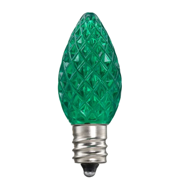 LED C7 Bulbs (Pack of 25) Green Faceted