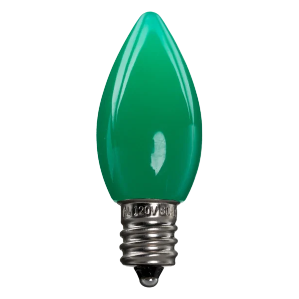 LED C7 Bulbs (Pack of 25) Green Smooth Ceramic