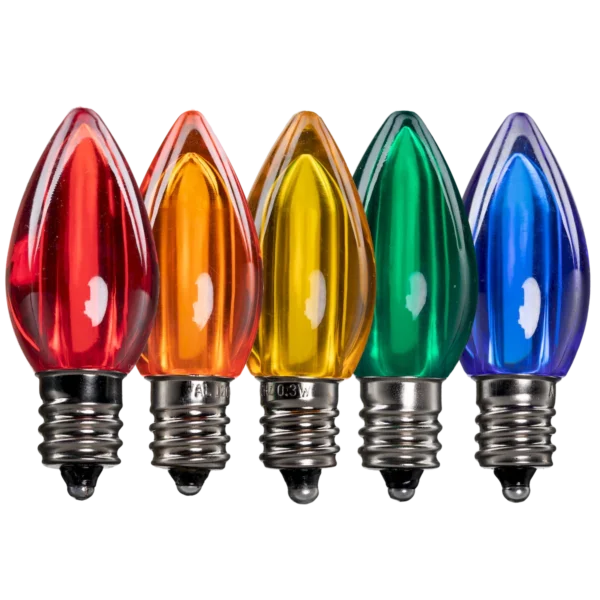 LED C7 Bulbs (Pack of 25) Assorted Smooth Transparent