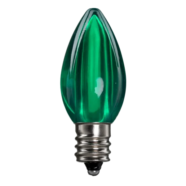 LED C7 Bulbs (Pack of 25) Green Smooth Transparent