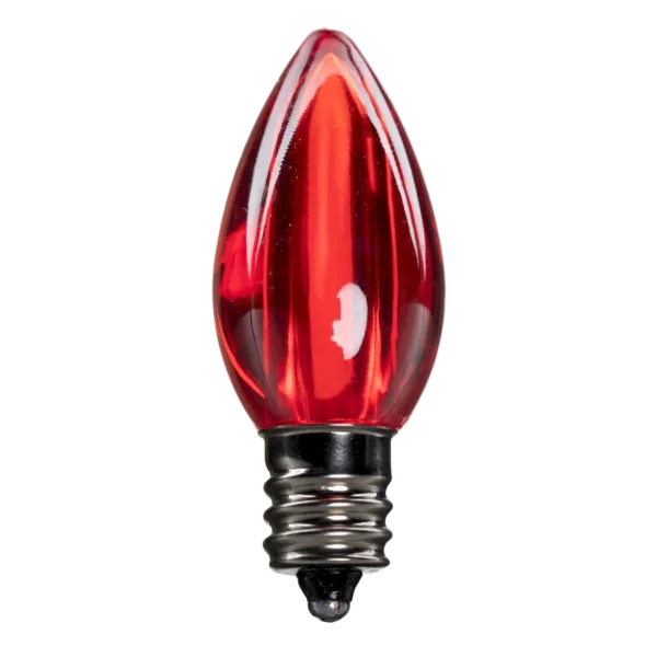 LED C7 Bulbs (Pack of 25) Red Smooth Transparent