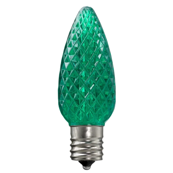 LED C9 Bulbs (Pack of 25) Green Faceted