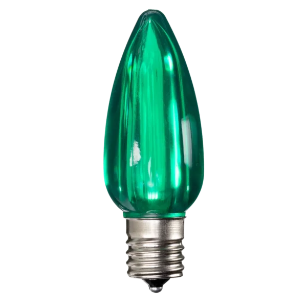 LED C9 Bulbs (Pack of 25) Green Smooth Transparent