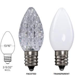 LED C7 Bulbs (Pack of 25) Pure White Faceted