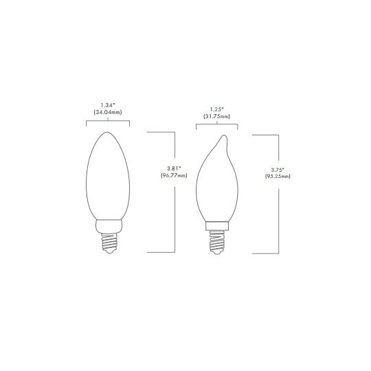 LED Candelabra Edge Blunt 2700K (Residential Warm White) 110-130 Volts