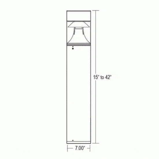 Flat Top Metal Halide Bollard Round Top With Cone Reflector 42" 70W PS MH MH70MED
