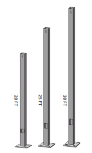 25′ Square Straight Steel Pole